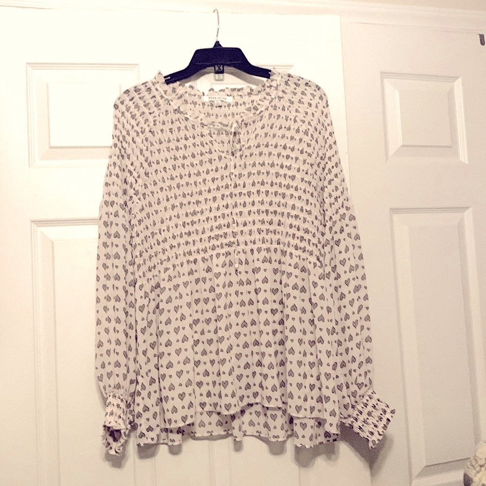 *Cream and gray heart blouse, size XL